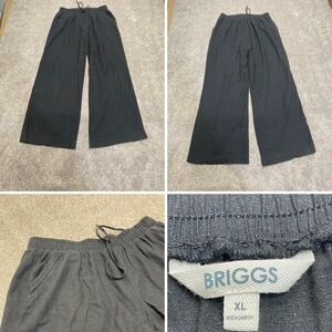 Briggs womens pull on wide leg pants sz X-Large black high rise linen blend